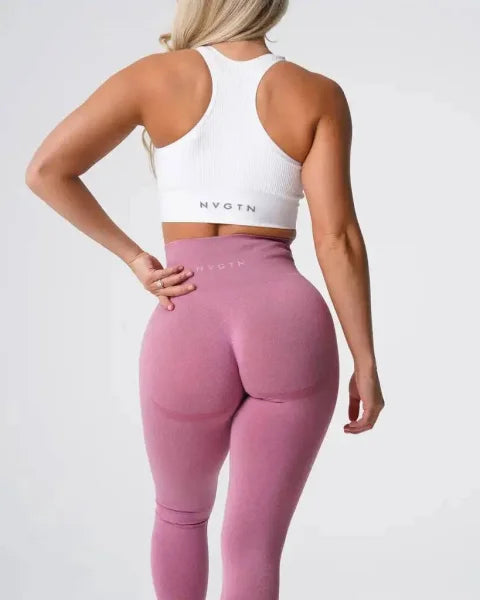 Speckled Seamless Spandex Leggings: Soft Workout Tights - Pastel Pink / XS