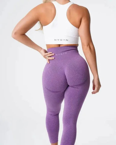 Speckled Seamless Spandex Leggings: Soft Workout Tights - Violet / XS