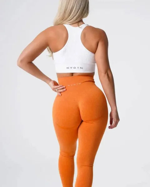 Speckled Seamless Spandex Leggings: Soft Workout Tights - Burnt Orange / XS