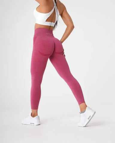 Speckled Seamless Spandex Leggings: Soft Workout Tights - Crimson / XS