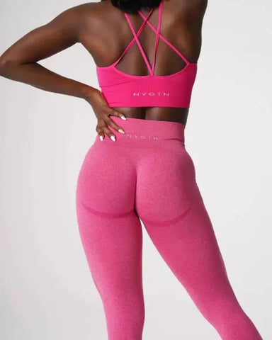 Speckled Seamless Spandex Leggings: Soft Workout Tights - Fuchsia / XS