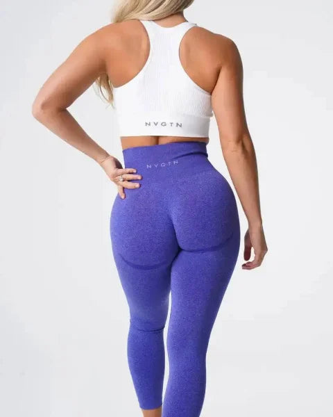 Speckled Seamless Spandex Leggings: Soft Workout Tights - Electric Blue / XS