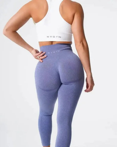 Speckled Seamless Spandex Leggings: Soft Workout Tights - Royale / XS