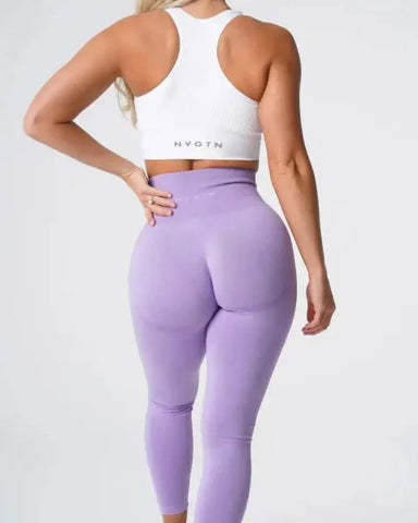 Speckled Seamless Spandex Leggings: Soft Workout Tights - Lilac / XS
