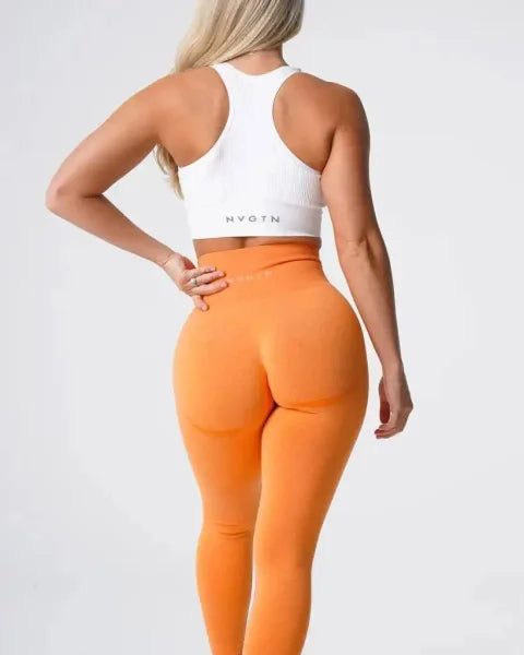 Speckled Seamless Spandex Leggings: Soft Workout Tights - Sunset Orange / XS