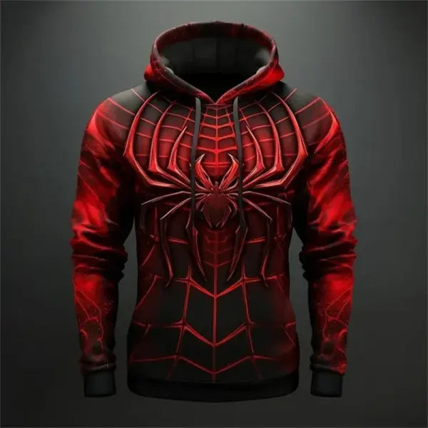 Spider Pattern Plus Size Polyester Elastane Hoodie Streetwear - WY2031 / 5XL