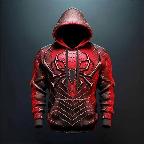 Spider Pattern Plus Size Polyester Elastane Hoodie Streetwear - WY2028 / 4XL