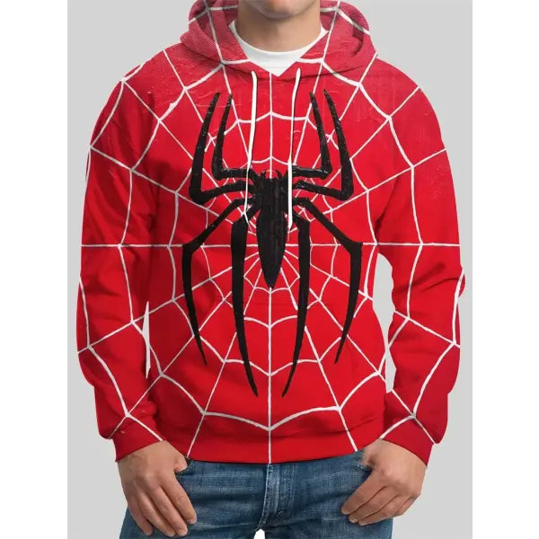 Spider Pattern Plus Size Polyester Elastane Hoodie Streetwear - WY2027 / 5XL