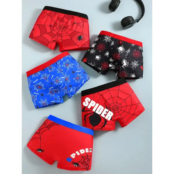 Spider Print Boys Underwear 5-Pack Size 4-10 Soft Comfortable Casual Style - Z515 / 10Y