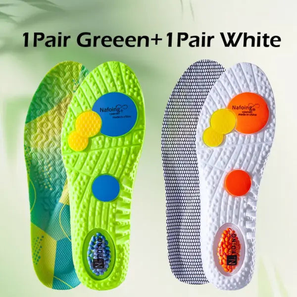 Green EVA Shock Absorption Insoles – Breathable Orthopedic Arch Support for Men & Women - 1pairGreen1pairWhite