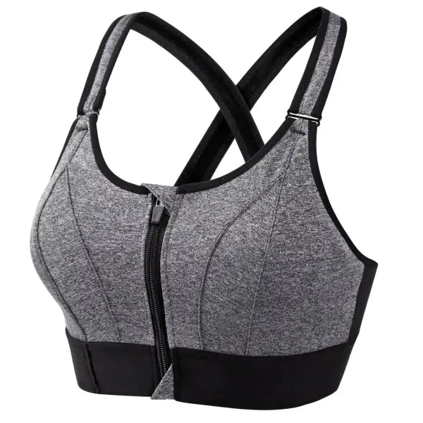 Sports Bras For Women Front Zipper Adjustable Strap Shockproof Elastic Fitness Athletic Brassiere Slim Yoga Crop Top