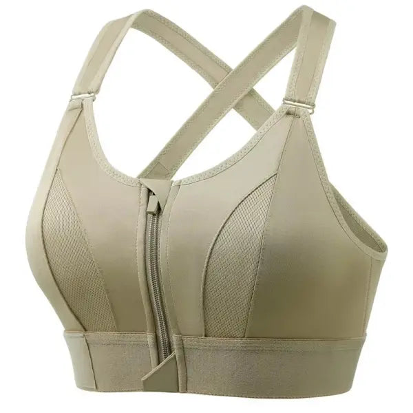 Sports Bras For Women Front Zipper Adjustable Strap Shockproof Elastic Fitness Athletic Brassiere Slim Yoga Crop Top