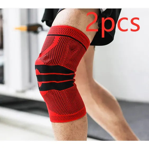 Sports Running Fitness Protection Knee Pads Brace Strap - Red anti slip a pair / L - Hair Remover