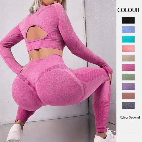 Sports Set - Stylish 2-Piece Fitness Outfit with Butt-Lifting Leggings