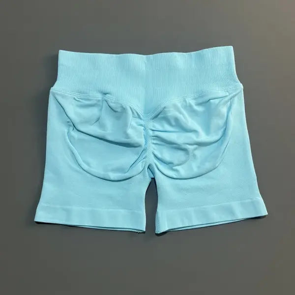 Sports Shorts Seamless 4.5’’ Low Waist – Scrunch Workout Fitness - Light Blue / S