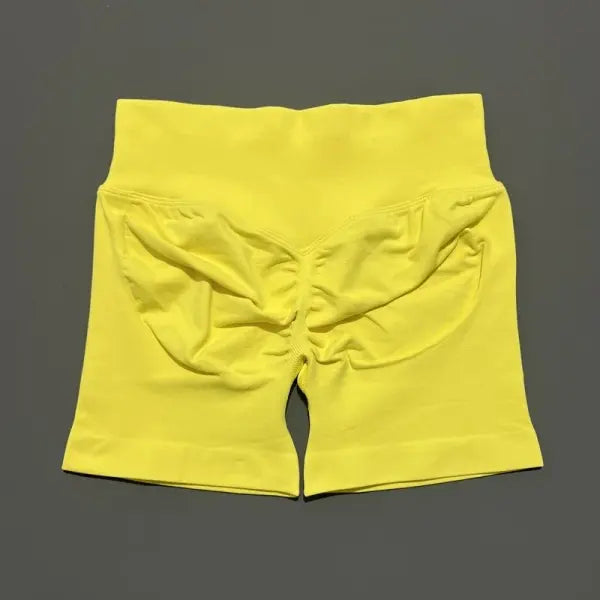 Sports Shorts Seamless 4.5’’ Low Waist – Scrunch Workout Fitness - Chicken Yellow / S