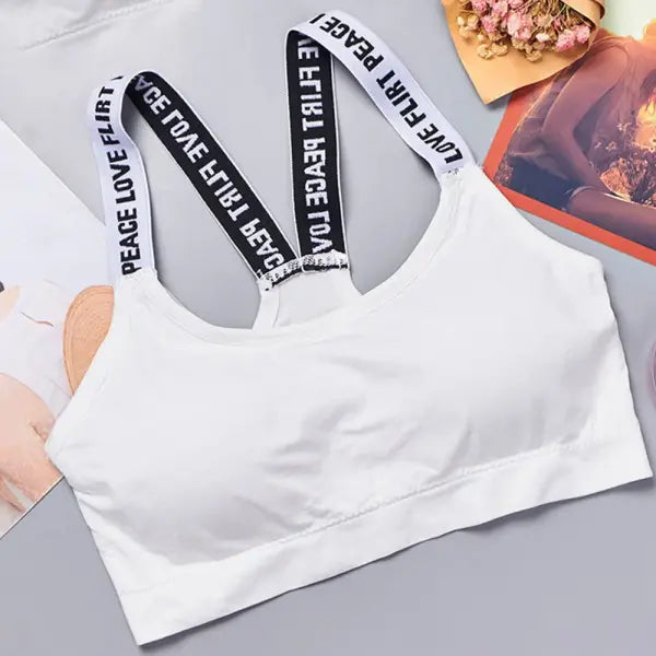 Sports underwear women seamless crop top nylon for yoga fitness activewear - A With letters / One Size