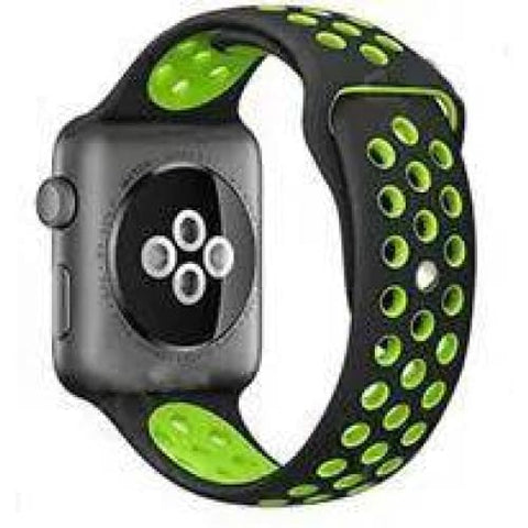 Sports Watch Strap – Durable and Adjustable Replacement Strap - Black fluorescent green / 38