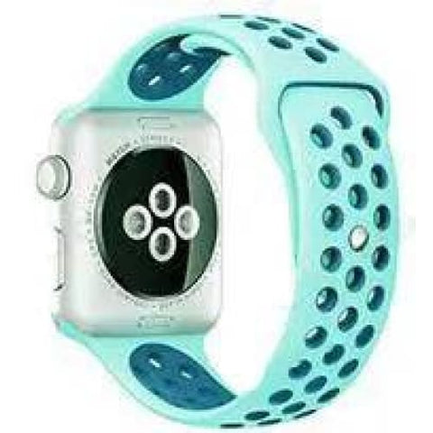 Sports Watch Strap – Durable and Adjustable Replacement Strap - Mint green with sapphire blue / 38