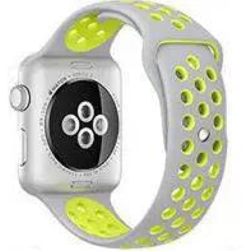 Sports Watch Strap – Durable and Adjustable Replacement Strap - Silver fluorescent yellow / 38