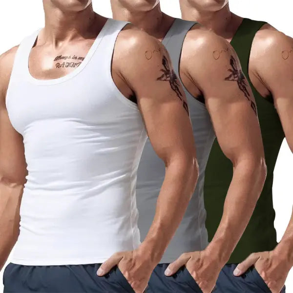 Spring And Summer Multi-color Three-piece Combination Short Sleeve - White Light Gray Army Green / L - None