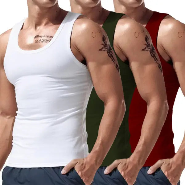 Spring And Summer Multi-color Three-piece Combination Short Sleeve - White Army Green Ten Wine Red / L - None