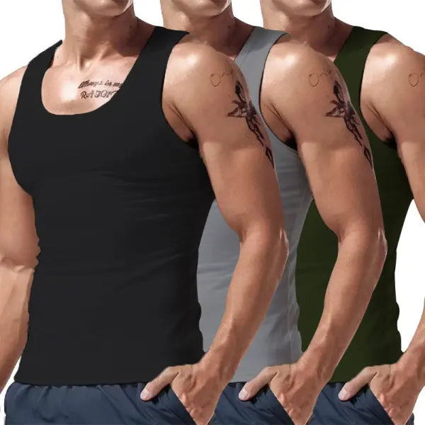 Spring And Summer Multi-color Three-piece Combination Short Sleeve - Black Light Gray Army Green / L - None