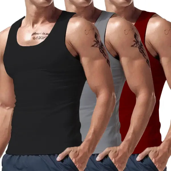 Spring And Summer Multi-color Three-piece Combination Short Sleeve - Black Ten Light Gray Wine Red / L - None