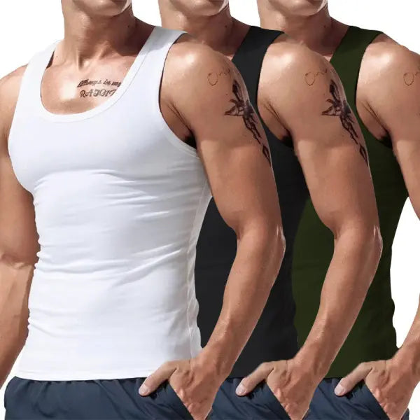 Spring And Summer Multi-color Three-piece Combination Short Sleeve - White Ten Black Army Green / L - None