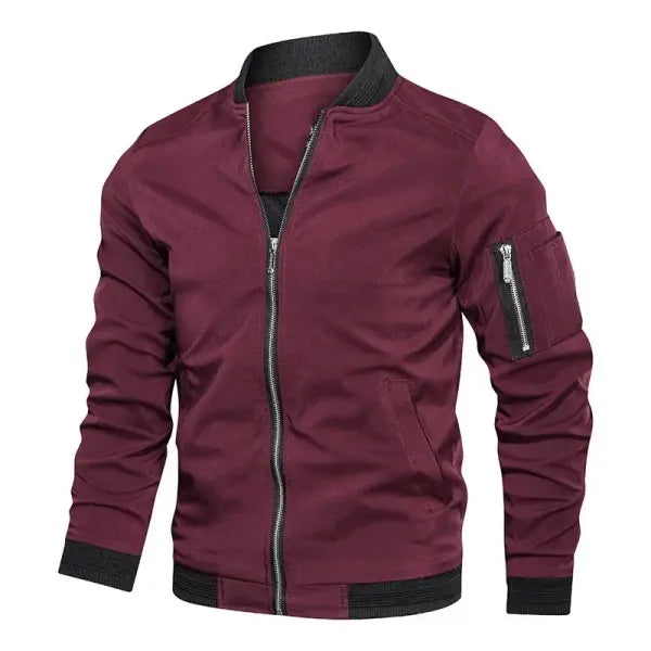 Lightweight Jacket Windbreaker Casual Zip Up Coat - Red / XXXL