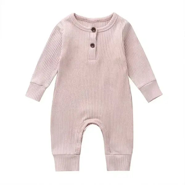 Baby Cotton Romper – Long Sleeve Spring/Autumn Jumpsuit Playsuit for Newborn Boys & Girls - Pink / 9-12months