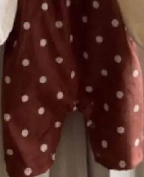 Spring Baby Girl Dots Print Lace Overalls – Cotton Toddler Jumpsuit with Suspenders - Himpall