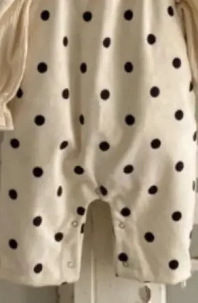 Spring Baby Girl Dots Print Lace Overalls – Cotton Toddler Jumpsuit with Suspenders - Himpall