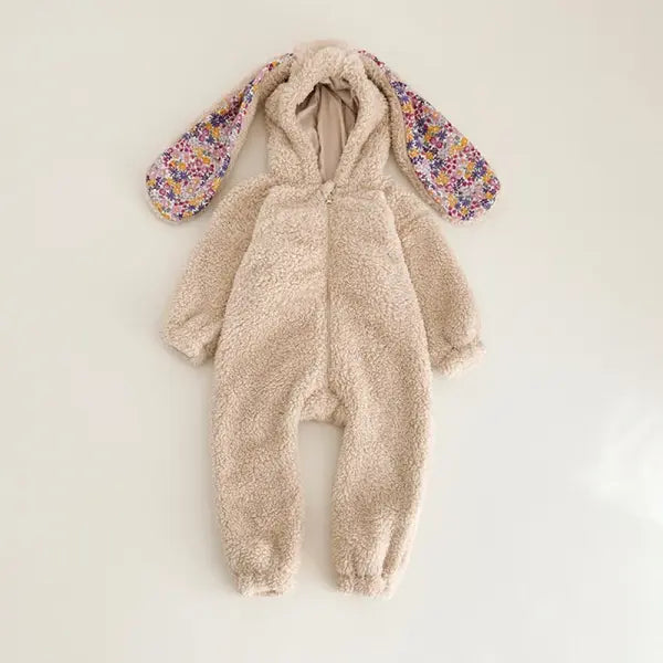 Baby Rabbit Romper – Spring Hooded One-Piece Jumpsuit Pajamas for Newborn Boys & Girls - Beige / 18-24M 90