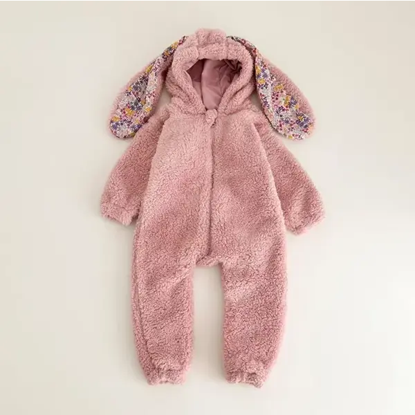 Baby Rabbit Romper – Spring Hooded One-Piece Jumpsuit Pajamas for Newborn Boys & Girls - pink / 18-24M 90