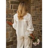 Spring/Summer 2026 New Arrivals European & American Women’s Wear Vacation Style Solid-Colour Lace-Up Embroidered Blouse