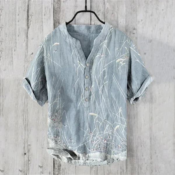 Spring & Summer Hawaiian Style Shirts – 100% Linen Casual Men’s & Women’s Tops - ARU214 / M