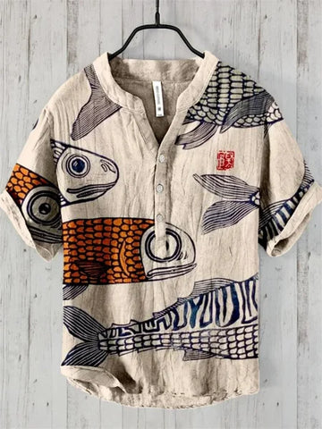 Spring & Summer Hawaiian Style Shirts – 100% Linen Casual Men’s & Women’s Tops - ARU213 / XXXL