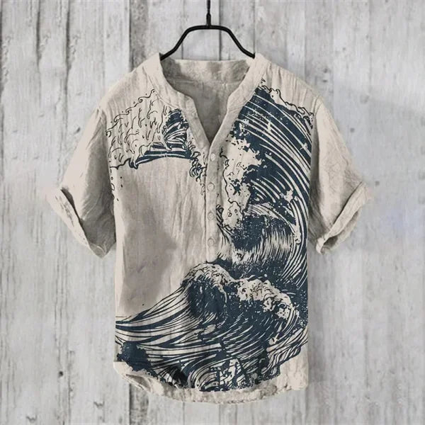 Spring & Summer Hawaiian Style Shirts – 100% Linen Casual Men’s & Women’s Tops - ARU217 / M