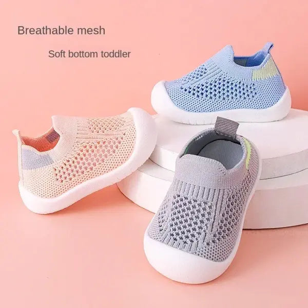 Spring Summer Toddler Shoes Breathable Knitted Kids Sneakers Boys Slip-on Tennis Shoes Girls Soft Non-slip School