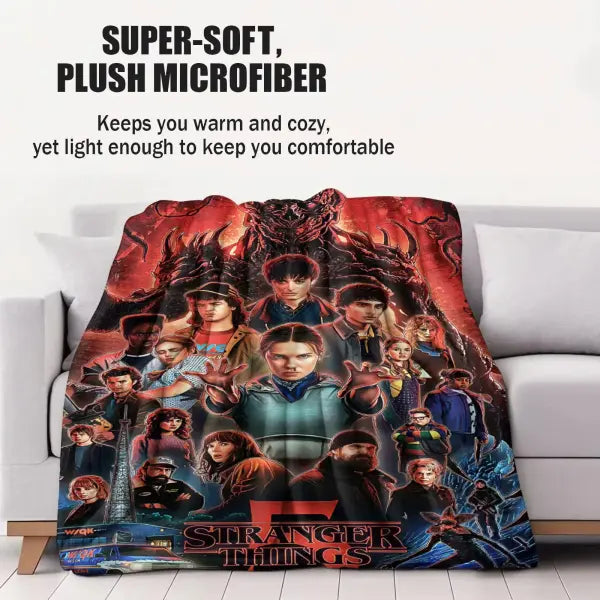 SS-Stranger TT-Things Series Blanket Soft Cozy Portable Lightweight Flannel Throw for Sofa Bed All Season Use Home Decor