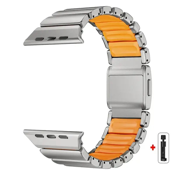 Apple Watch Stainless Steel Band Luxury Metal Bracelet for Men - Ti Orange-Tool / 42 44 45 46 49mm / United States