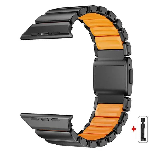 Apple Watch Stainless Steel Band Luxury Metal Bracelet for Men - Black Orange-Tool / 42 44 45 46 49mm / United States