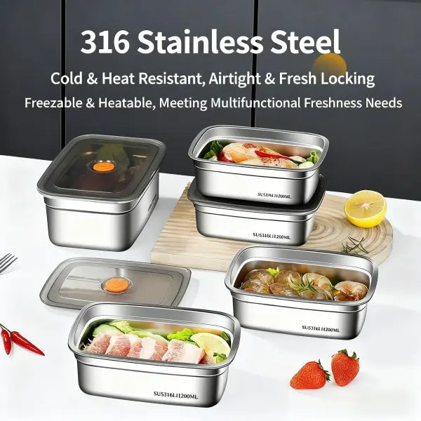 Stainless Steel Leak-Proof Bento Box: Microwave-Safe Camping Lunch Box & Freezer Storage - 1200ML / CHINA