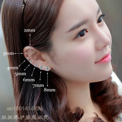 Stainless Steel CZ Zircon Earrings with Crystal Screw Titanium Ear Studs - Himpall