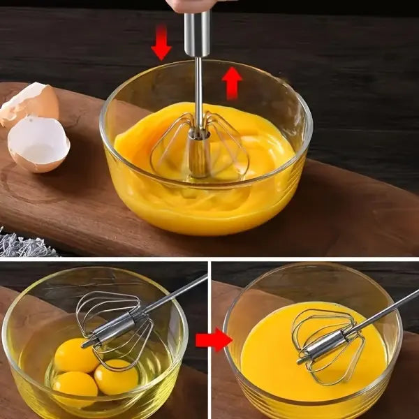 Stainless Steel Egg Beater Durable Semi-Automatic Mixer for Effortless Egg Cream Mixing Stirring and Beating