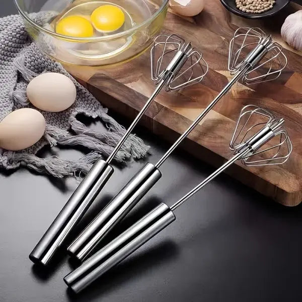Stainless Steel Egg Beater Durable Semi-Automatic Mixer for Effortless Egg Cream Mixing Stirring and Beating