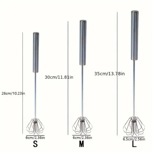 Semi-Automatic Stainless Steel Egg Beater – Effortless Hand Whisk & Mixing Tool - 3 all size