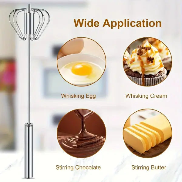 Stainless Steel Egg Beater Durable Semi-Automatic Mixer for Effortless Egg Cream Mixing Stirring and Beating