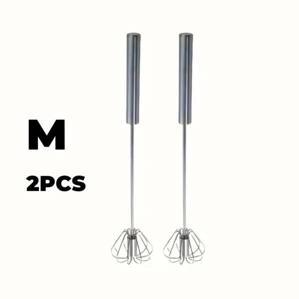 Semi-Automatic Stainless Steel Egg Beater – Effortless Hand Whisk & Mixing Tool - M size 2pcs